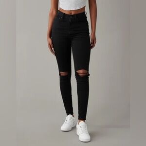 American Eagle jeggings next level stretch black ripped 4 xlong
